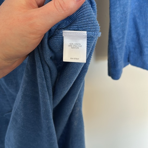 J.Jill Linen Blend Three Quarter Sleeve Split Hem Tunic Dress - Size Small - Picture 4 of 6